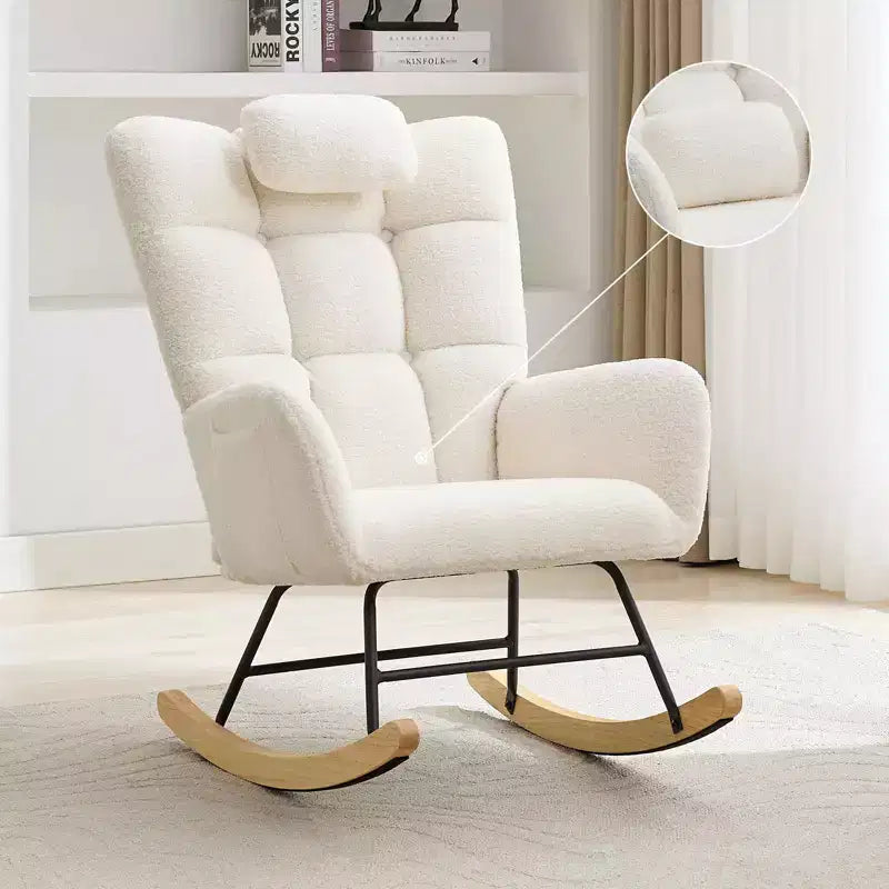 Modern High Back Upholstered Rocking Chair, Recliner Glider Accent Armchair with Soft Cushion for Adults, Perfect for Living Room & Bedroom