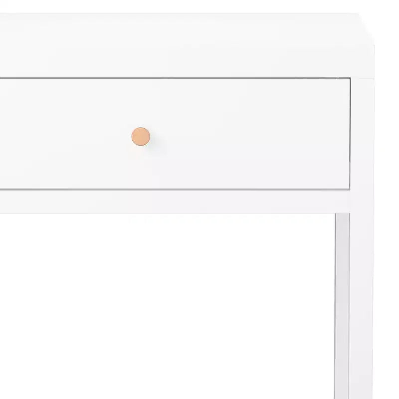 Mesita de Noche Minimalista con Cajón, Perfil Redondo/Cilíndrico, Blanca