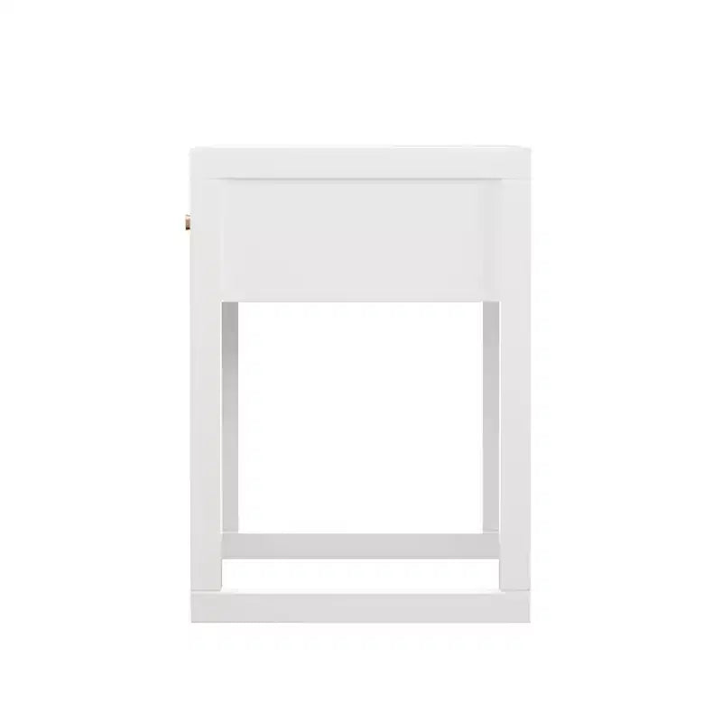 Mesita de Noche Minimalista con Cajón, Perfil Redondo/Cilíndrico, Blanca