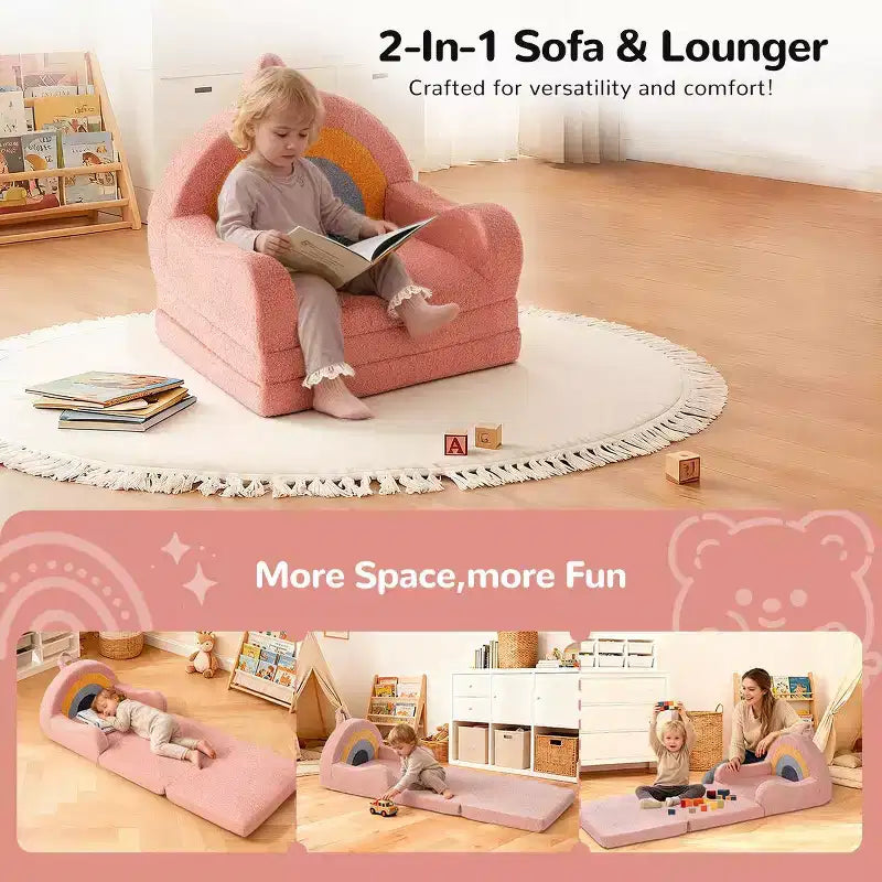 GOTGELIF 2-in-1 Convertible Toddler Couch & Lounger - Soft, Portable Baby Sofa with Washable Cover