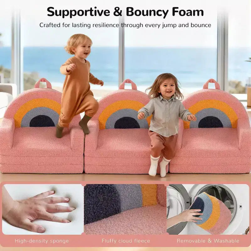 GOTGELIF 2-in-1 Convertible Toddler Couch & Lounger - Soft, Portable Baby Sofa with Washable Cover