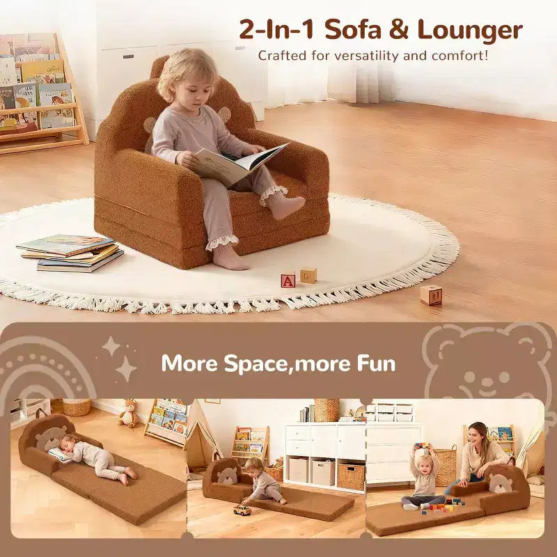 GOTGELIF 2-in-1 Convertible Toddler Couch & Lounger - Soft, Portable Baby Sofa with Washable Cover
