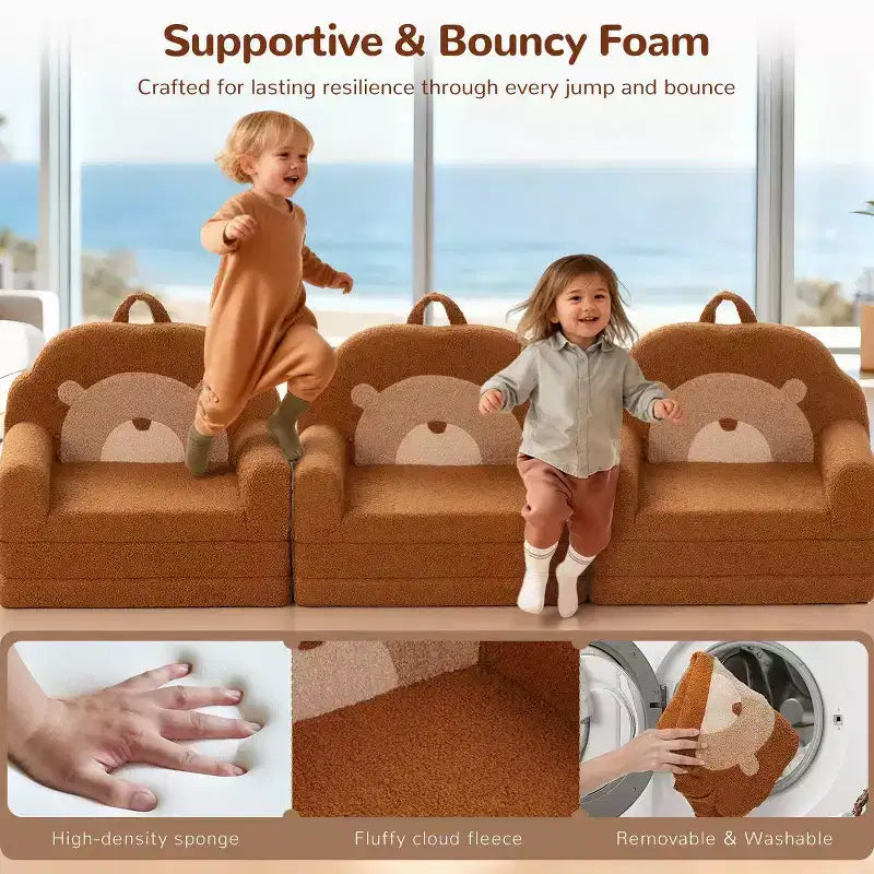 GOTGELIF 2-in-1 Convertible Toddler Couch & Lounger - Soft, Portable Baby Sofa with Washable Cover