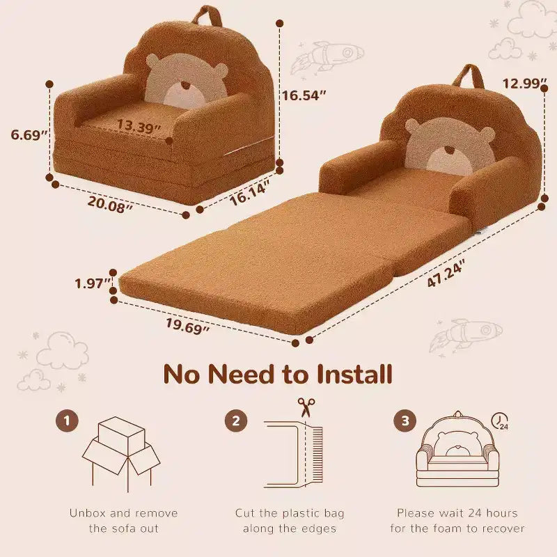 GOTGELIF 2-in-1 Convertible Toddler Couch & Lounger - Soft, Portable Baby Sofa with Washable Cover