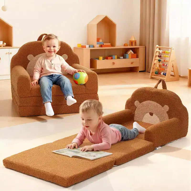GOTGELIF 2-in-1 Convertible Toddler Couch & Lounger - Soft, Portable Baby Sofa with Washable Cover