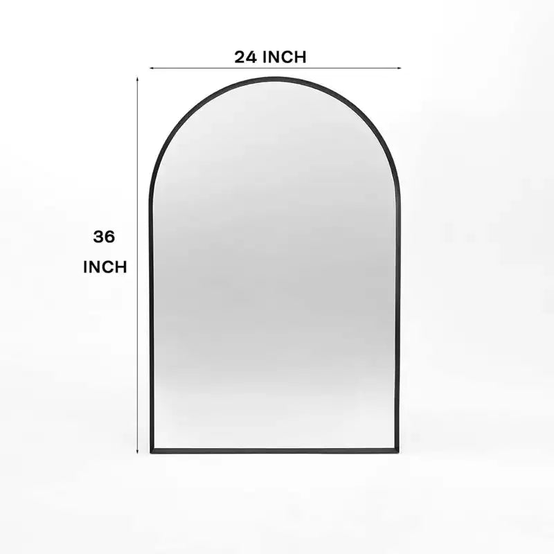 Espejo de pared de baño moderno con marco de aluminio arqueado, 24"x36"