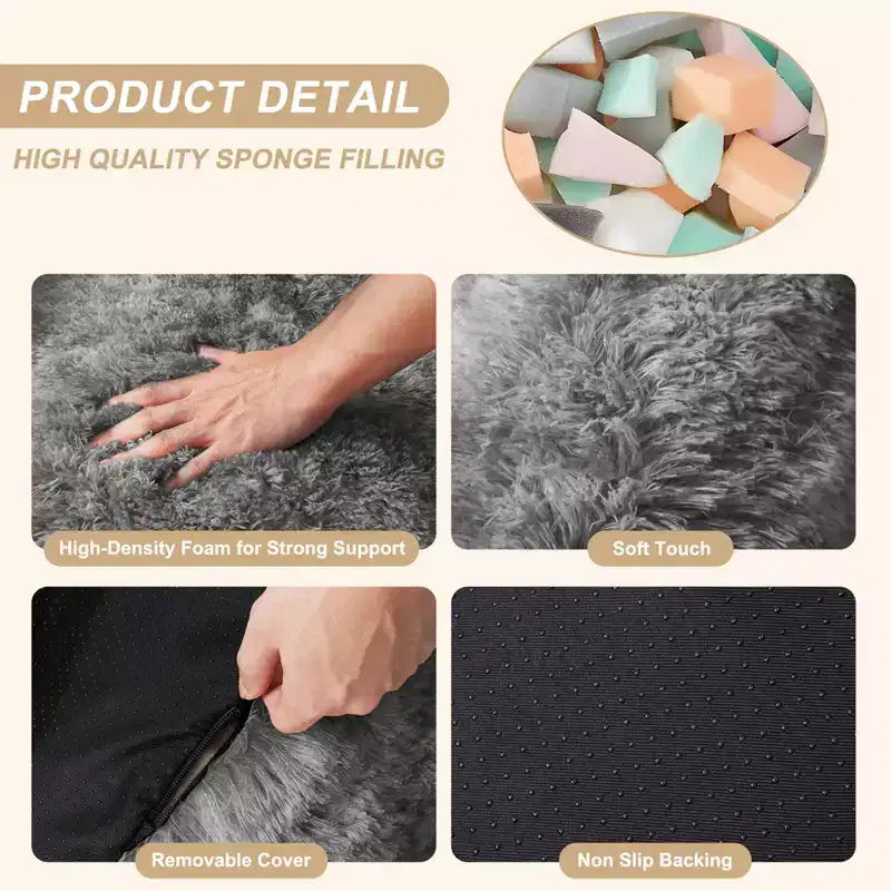 Soft faux fur beanbag with armrests  Lounge chair with foam filling, comfortable for bedroom, living room, reading & gaming