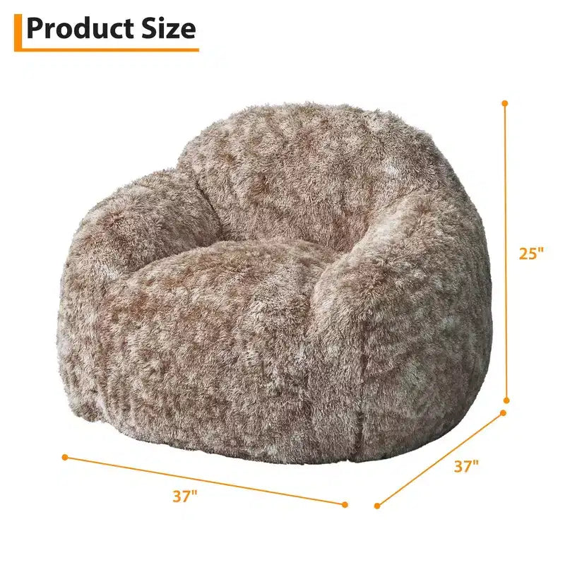 Soft faux fur beanbag with armrests  Lounge chair with foam filling, comfortable for bedroom, living room, reading & gaming