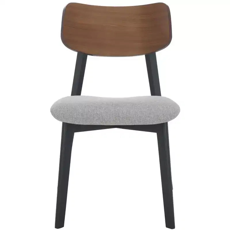 Juego de 2 sillas de comedor de madera, de caucho con asiento tapizado, acabado nogal