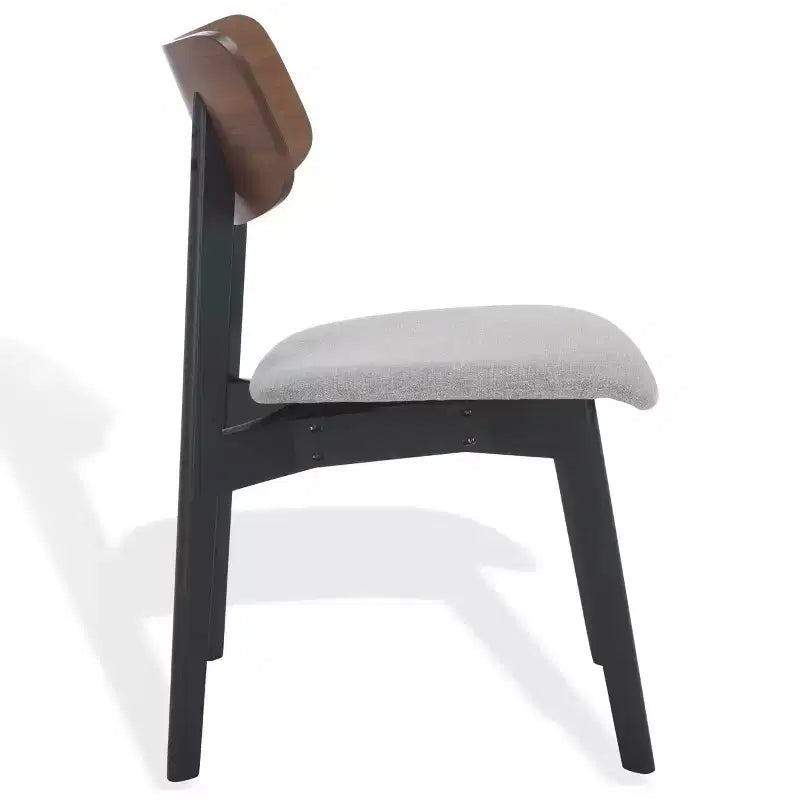 Juego de 2 sillas de comedor de madera, de caucho con asiento tapizado, acabado nogal