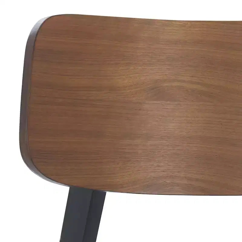 Juego de 2 sillas de comedor de madera, de caucho con asiento tapizado, acabado nogal