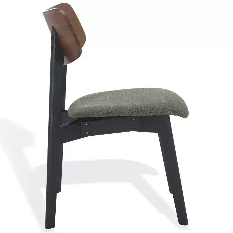 Juego de 2 sillas de comedor de madera, de caucho con asiento tapizado, acabado nogal