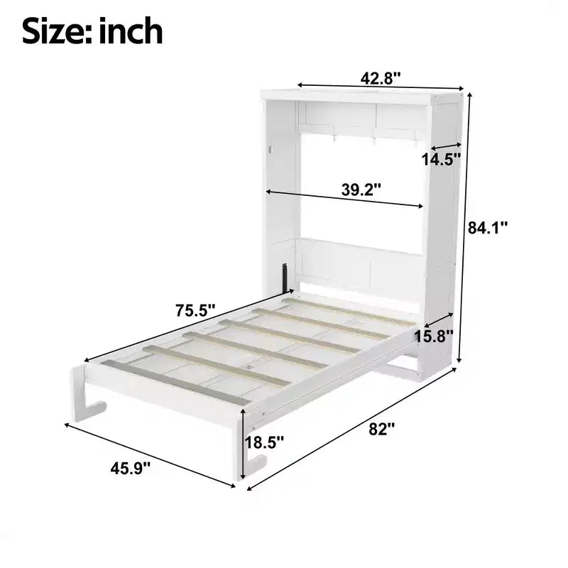 Cama Murphy con armario plegable, individual y doble, cama de pared que ahorra espacio