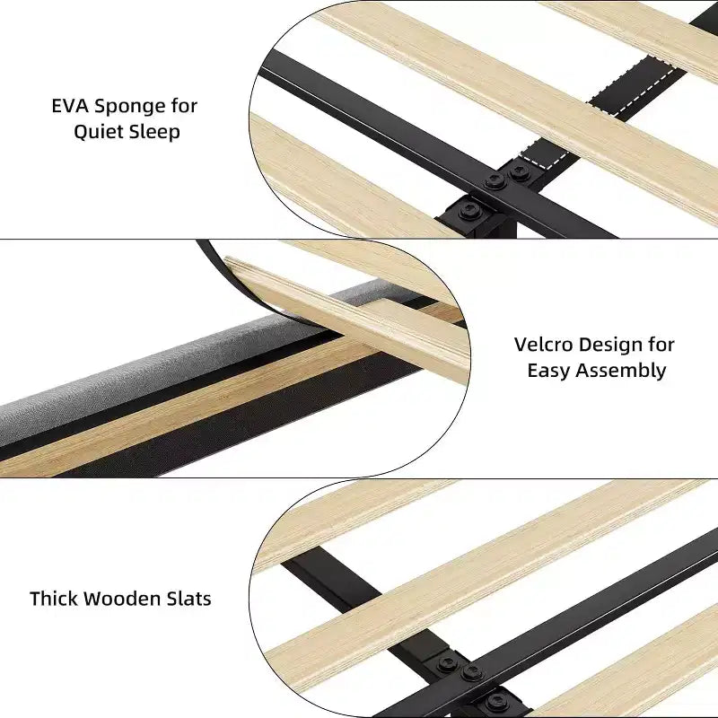 Base de cama tapizada tamaño King, cama tipo plataforma con cabecero con almacenamiento, cajones de almacenamiento, resistente, no requiere somier, fácil de montar, gris