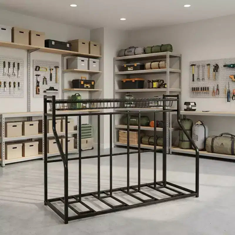 Estante para bicicletas de garaje, Estante para almacenamiento de bicicletas, Soporte para 4 bicicletas, Estante de almacenamiento de bicicletas para organizador interior, Estación de almacenamiento de equipo deportivo