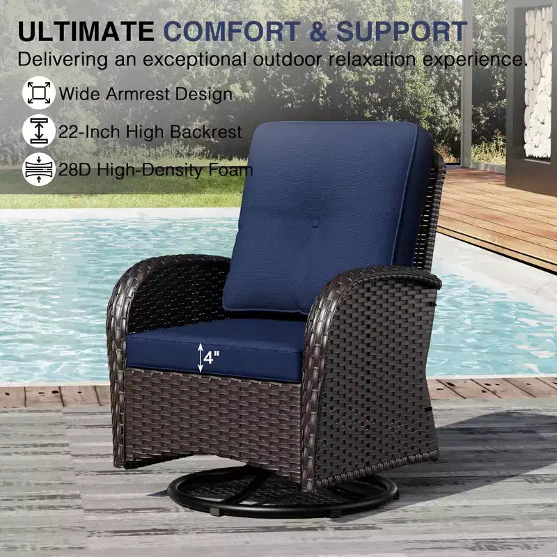 Conjunto de patio exterior de 7 piezas UPTIOT con sofá de 3 asientos, dos sillones giratorios, otomanas, mesa de centro y mesas auxiliares