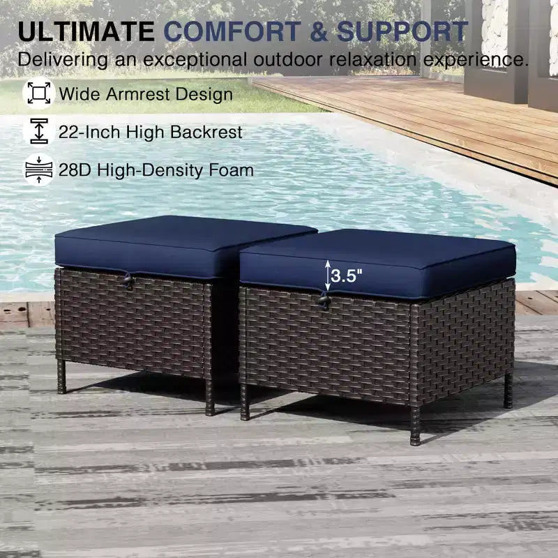 Conjunto de patio exterior de 7 piezas UPTIOT con sofá de 3 asientos, dos sillones giratorios, otomanas, mesa de centro y mesas auxiliares