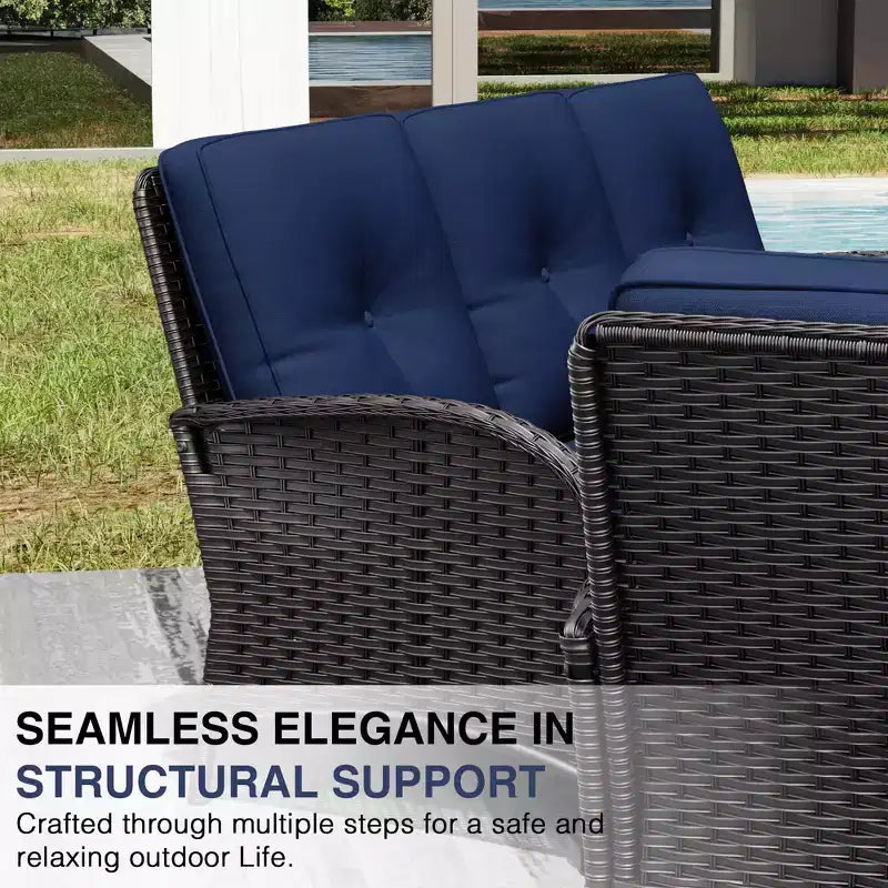 Conjunto de patio exterior de 7 piezas UPTIOT con sofá de 3 asientos, dos sillones giratorios, otomanas, mesa de centro y mesas auxiliares