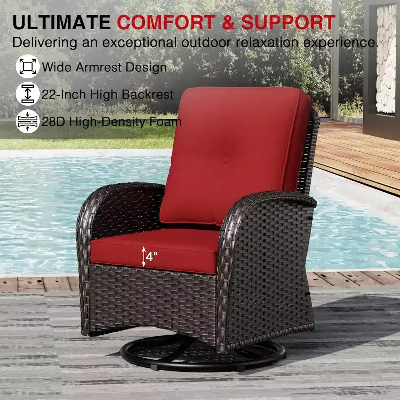Conjunto de patio exterior de 7 piezas UPTIOT con sofá de 3 asientos, dos sillones giratorios, otomanas, mesa de centro y mesas auxiliares
