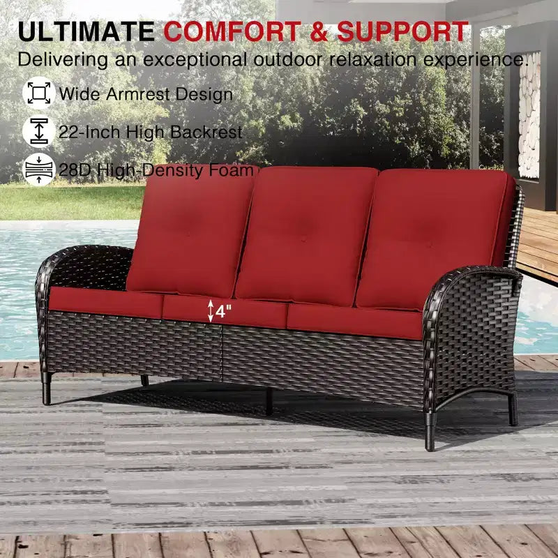 Conjunto de patio exterior de 7 piezas UPTIOT con sofá de 3 asientos, dos sillones giratorios, otomanas, mesa de centro y mesas auxiliares