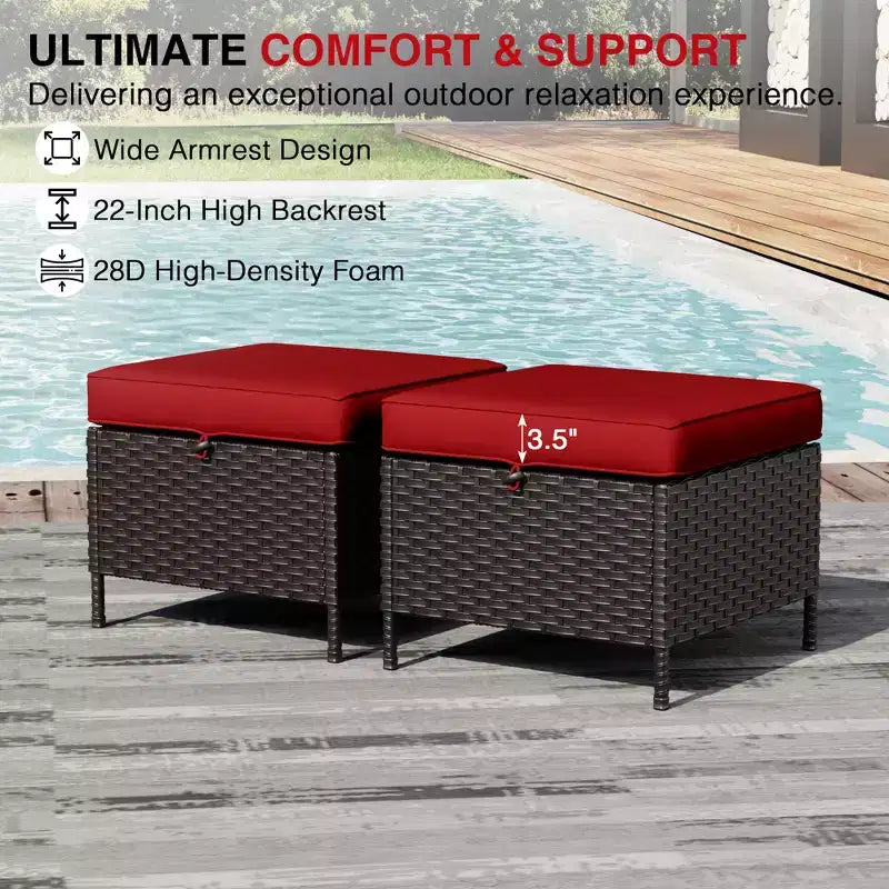 Conjunto de patio exterior de 7 piezas UPTIOT con sofá de 3 asientos, dos sillones giratorios, otomanas, mesa de centro y mesas auxiliares