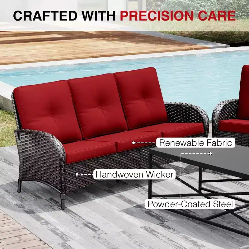 Conjunto de patio exterior de 7 piezas UPTIOT con sofá de 3 asientos, dos sillones giratorios, otomanas, mesa de centro y mesas auxiliares