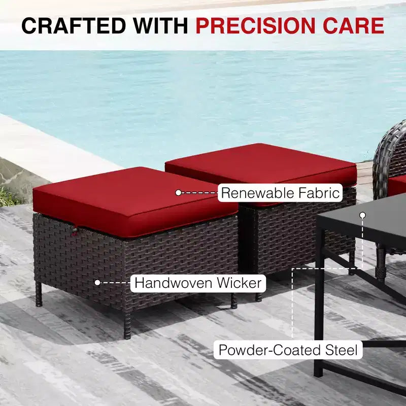 Conjunto de patio exterior de 7 piezas UPTIOT con sofá de 3 asientos, dos sillones giratorios, otomanas, mesa de centro y mesas auxiliares