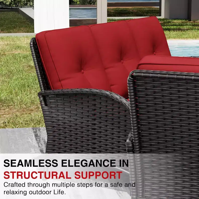Conjunto de patio exterior de 7 piezas UPTIOT con sofá de 3 asientos, dos sillones giratorios, otomanas, mesa de centro y mesas auxiliares