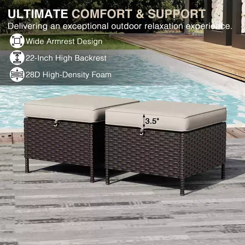 Conjunto de patio exterior de 7 piezas UPTIOT con sofá de 3 asientos, dos sillones giratorios, otomanas, mesa de centro y mesas auxiliares