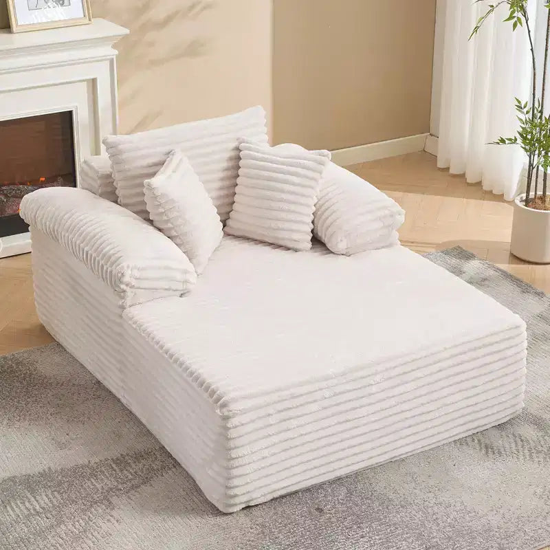 48.8 Oversized Chaise Lounge Chair Sofa Bed - Corduroy Upholstered Boneless Sofa with Pillows & Wide Armrest for Living Room Bedroom