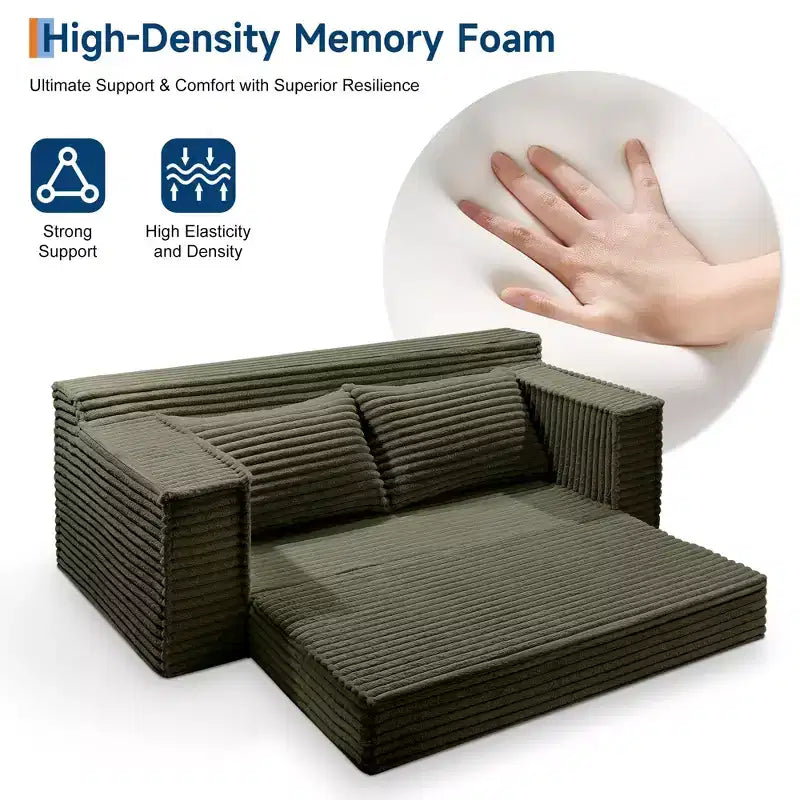 75 Convertible Sofa Bed, Boneless Couch Bed with 2 Pillow, Folding Pull Out Couch, Loveseat Sleeper Sofa, Futon Couch for Living Room, No Assembly