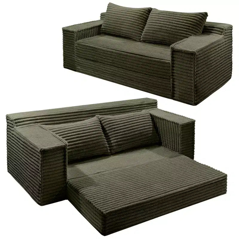 75 Convertible Sofa Bed, Boneless Couch Bed with 2 Pillow, Folding Pull Out Couch, Loveseat Sleeper Sofa, Futon Couch for Living Room, No Assembly