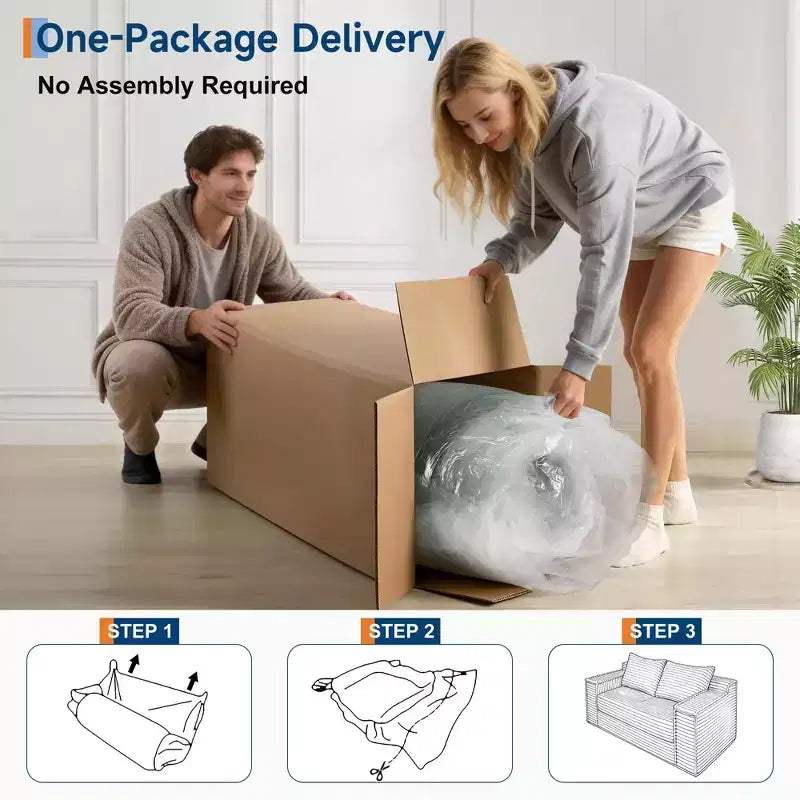 75 Convertible Sofa Bed, Boneless Couch Bed with 2 Pillow, Folding Pull Out Couch, Loveseat Sleeper Sofa, Futon Couch for Living Room, No Assembly