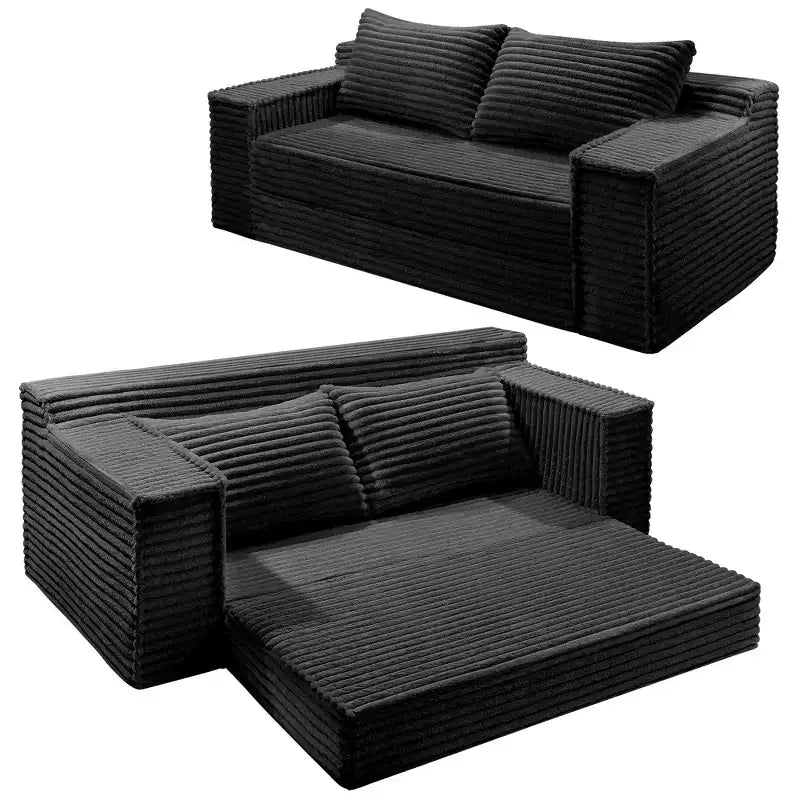 75 Convertible Sofa Bed, Boneless Couch Bed with 2 Pillow, Folding Pull Out Couch, Loveseat Sleeper Sofa, Futon Couch for Living Room, No Assembly