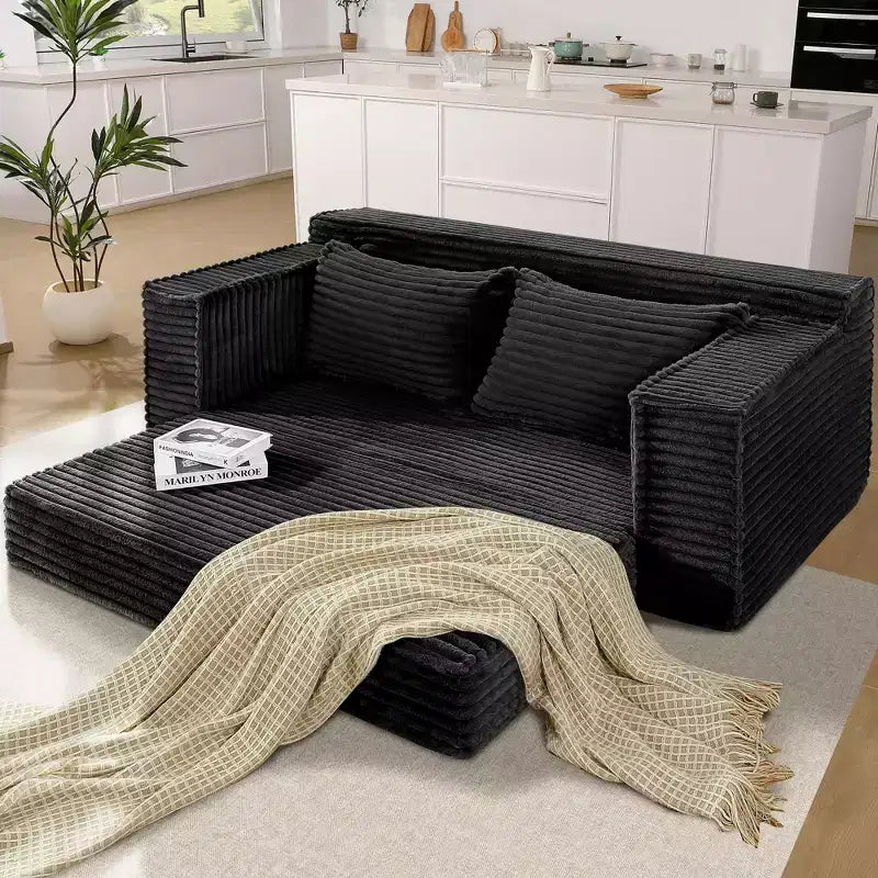 75 Convertible Sofa Bed, Boneless Couch Bed with 2 Pillow, Folding Pull Out Couch, Loveseat Sleeper Sofa, Futon Couch for Living Room, No Assembly