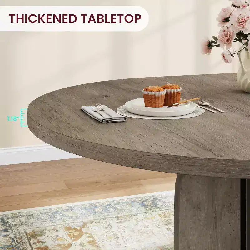Mesa de comedor redonda extensible de 47-63 para 4-8 personas, mesa de cocina extensible de madera estilo rústico con estructura de metal, ovalada que ahorra espacio para apartamentos, gris retro