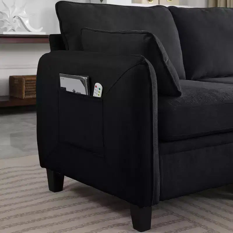 GDFStudio Lancelot 109 Inch Contemporary 6 Seat Chenille Upholstered U-Shaped Sectional Sofa with Storage Ottoman