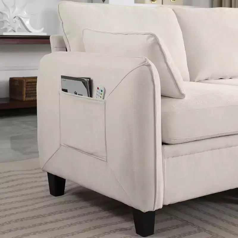 GDFStudio Lancelot 109 Inch Contemporary 6 Seat Chenille Upholstered U-Shaped Sectional Sofa with Storage Ottoman