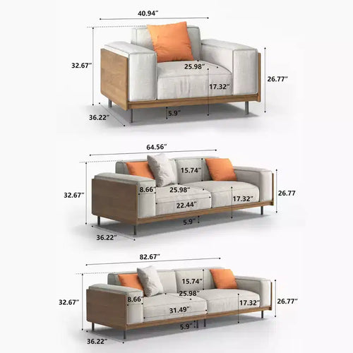 Juego de sala de estar moderno de mediados de siglo de 4 piezas: sofá, sofá de dos plazas, sillón y mesa de centro con almacenaje extensible (fundas lavables) Gaoyangjiaju