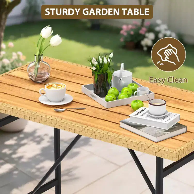 Juego de conversación para patio de mimbre de 6 piezas con mesa, juego de sofá seccional en forma de L para exteriores con cojines, juegos de sofá de conversación de ratán estilo bohemio para todo tipo de clima