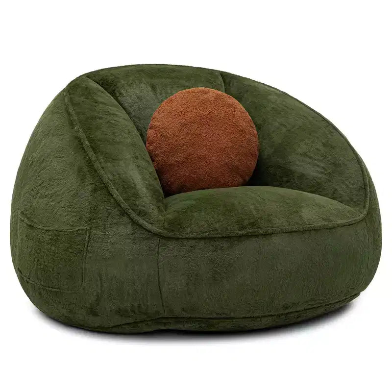 Hommpa Ergonomic Avocado Green Bean Bag Chair with Faux Fur & Memory Foam - Perfect Gift for Adults