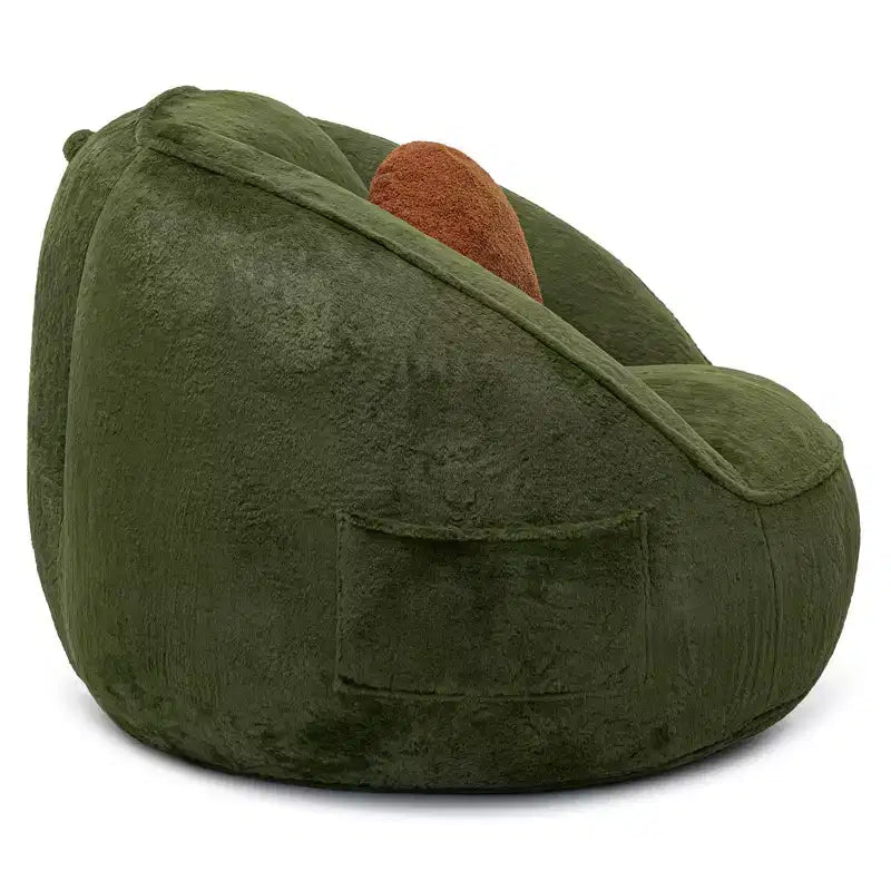 Hommpa Ergonomic Avocado Green Bean Bag Chair with Faux Fur & Memory Foam - Perfect Gift for Adults
