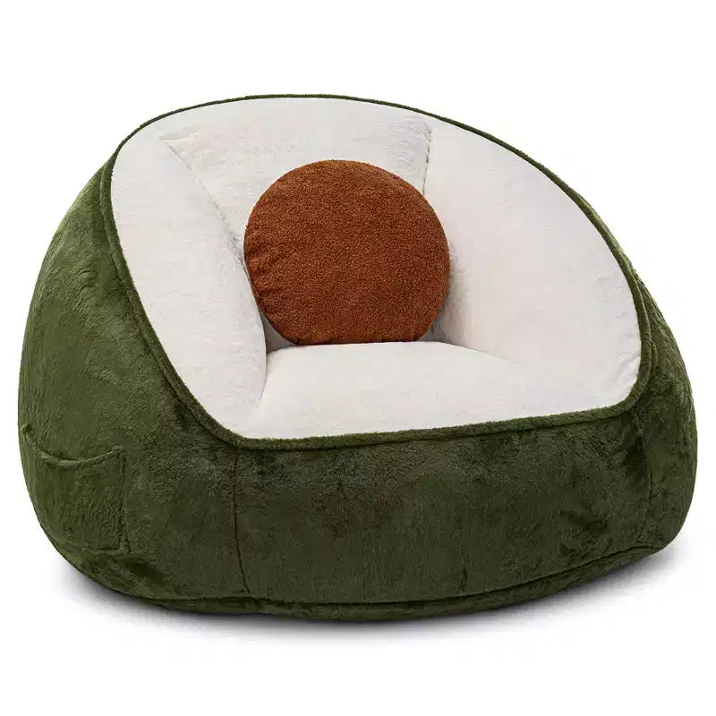 Hommpa Ergonomic Avocado Green Bean Bag Chair with Faux Fur & Memory Foam - Perfect Gift for Adults