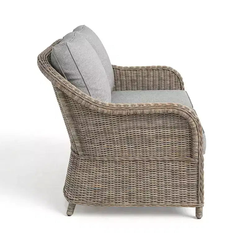 Sofá de dos plazas, 2 sillas, mesa de centro de mimbre de ratán para patio para todo tipo de clima Martha Stewart - Gris desgastado