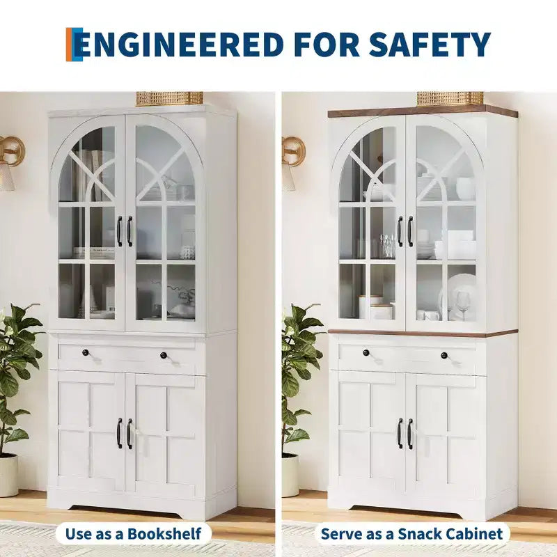 Mueble de despensa estilo rústico, Alacena independiente, Estantes ajustables, Organizador multifuncional, para cocina, comedor, sala de estar