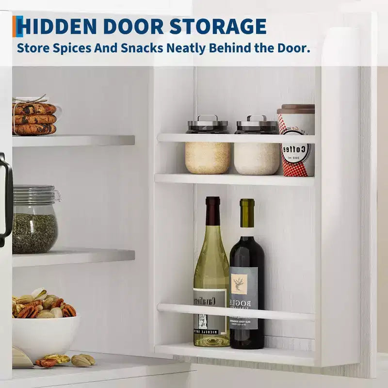 Mueble de despensa estilo rústico, Alacena independiente, Estantes ajustables, Organizador multifuncional, para cocina, comedor, sala de estar