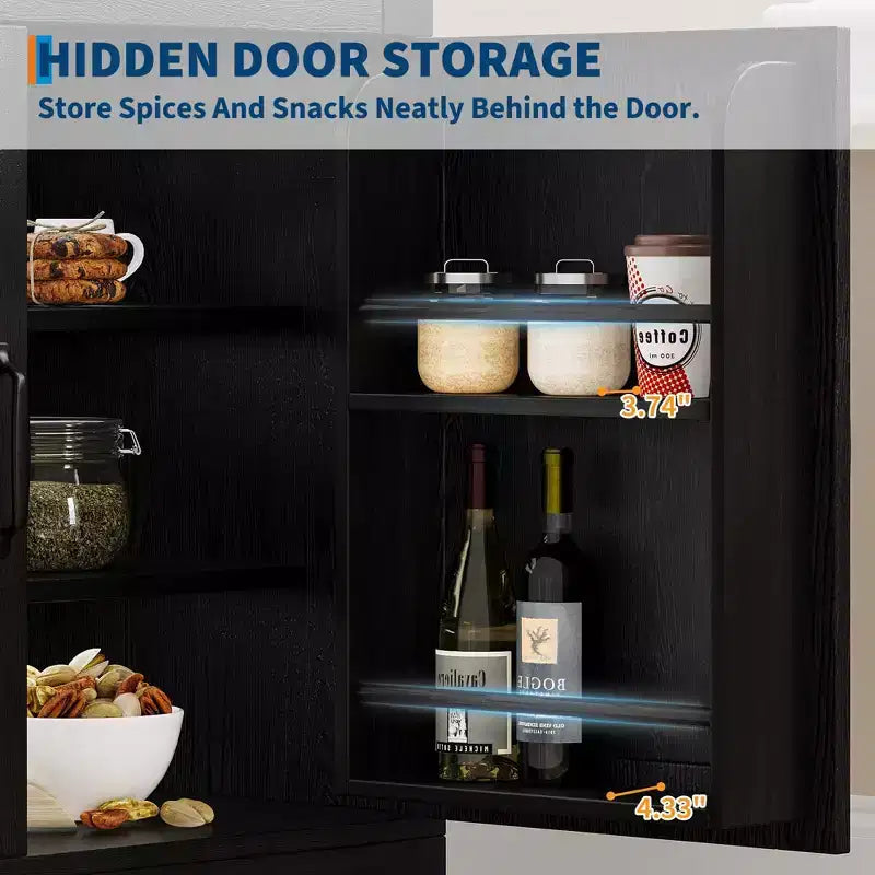 Mueble de despensa estilo rústico, Alacena independiente, Estantes ajustables, Organizador multifuncional, para cocina, comedor, sala de estar