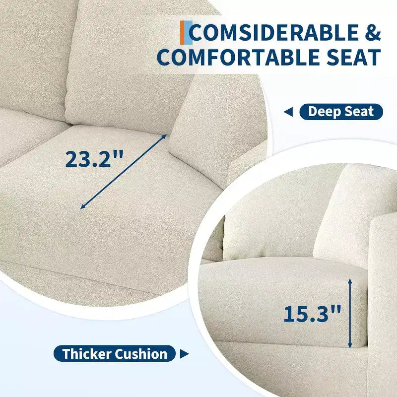 80 Modular Sectional Loveseat Sofa Bed, No-Assembly Boneless Cloud Couch, for Home, Living Room