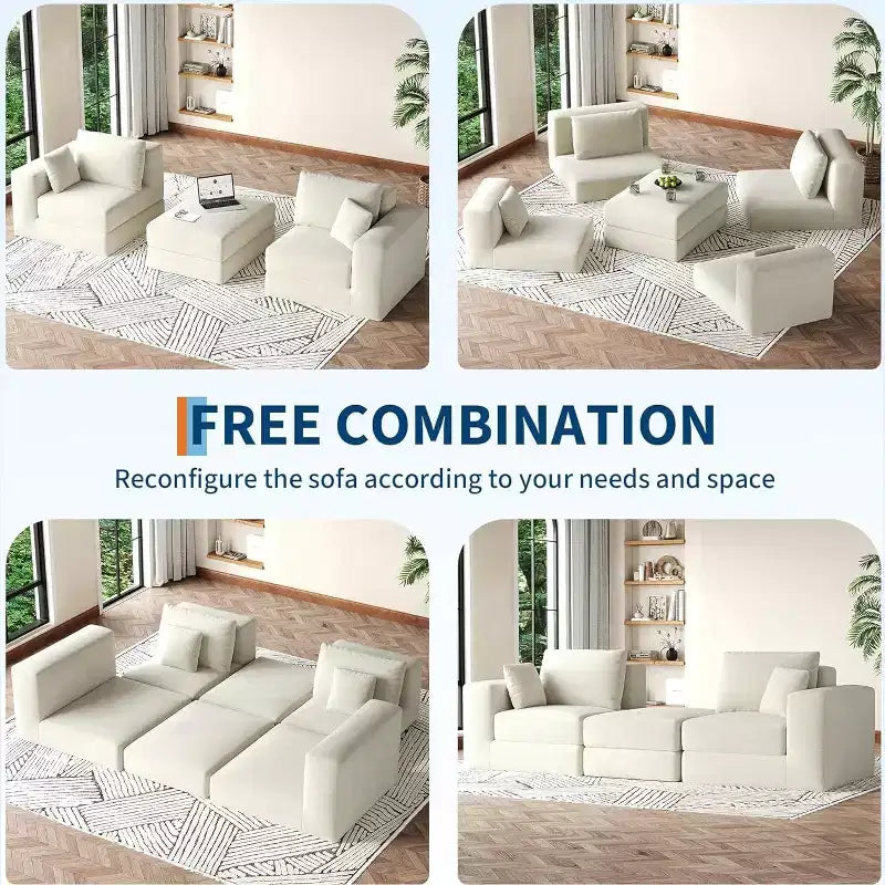 80 Modular Sectional Loveseat Sofa Bed, No-Assembly Boneless Cloud Couch, for Home, Living Room