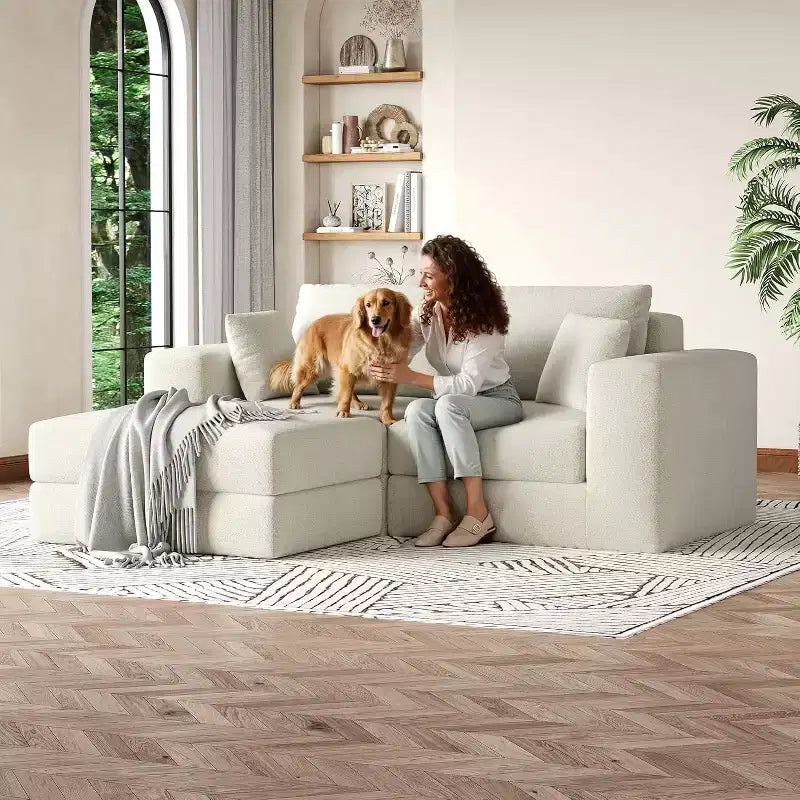 80 Modular Sectional Loveseat Sofa Bed, No-Assembly Boneless Cloud Couch, for Home, Living Room